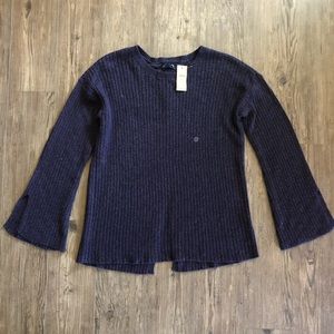 New American Eagle ribbed sweater with back slit and bell sleeves